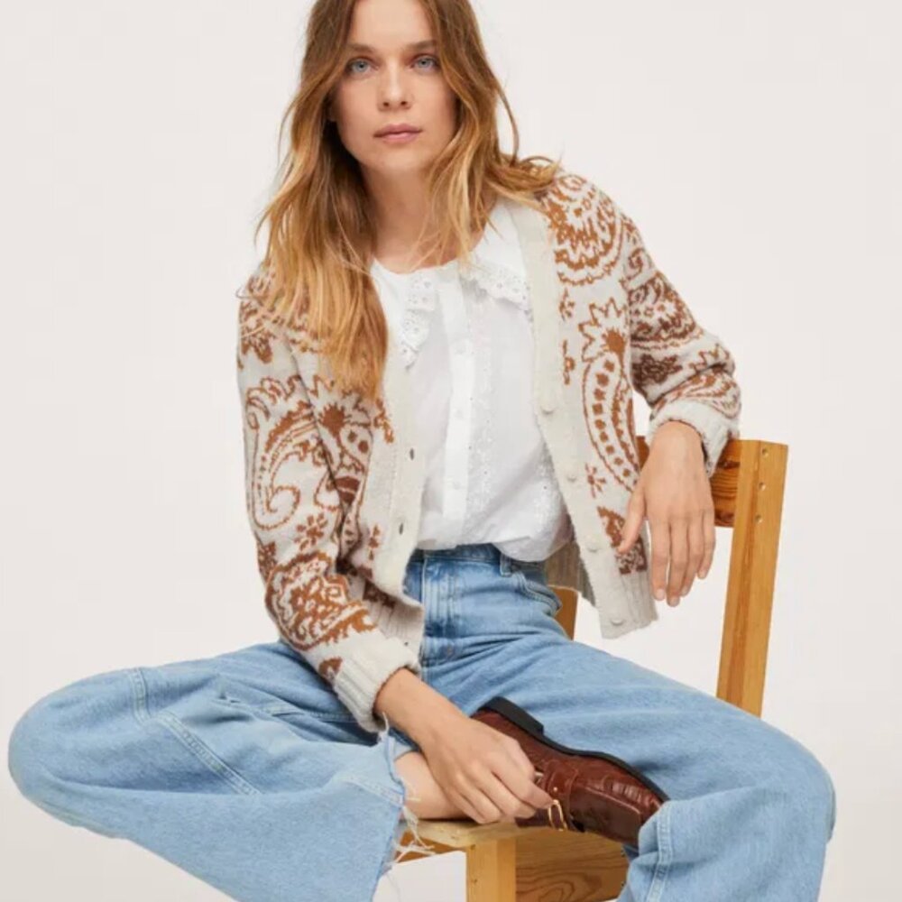 Mango Paisley Print Cardigan,